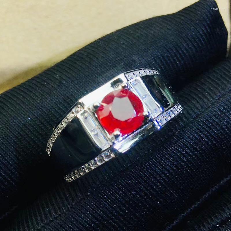 

Cluster Rings Men Ring Natural Real Ruby Round Per Jewelry 6 6mm 1.1ct Gemstone 925 Sterling Silver Fine J211033