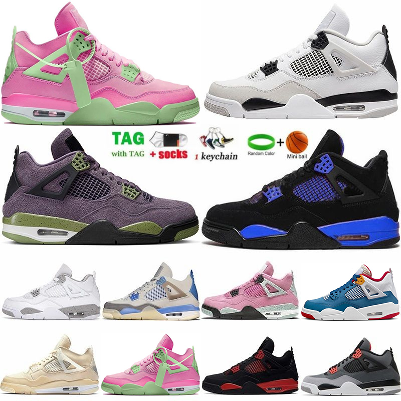 

Midnight Navy 4 4s Basketball Shoes Sail Craft Military Black Cat Oreo Blue Thunder Fire Red Canyou Purple Retors Sail Jumpman IV Sports Sneakers With Box Trainers, 23