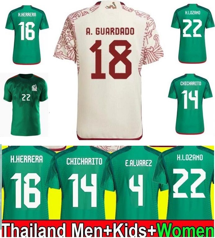 

Thai Quality Qatar 2022 Mexico Soccer Jerseys Shirts Chicharito Carlos V H.Herrera R.Jimenez H.Lozano Tecatito G.Ochoa C.Salcedo E.Alvarez, 22-23 home green with patch