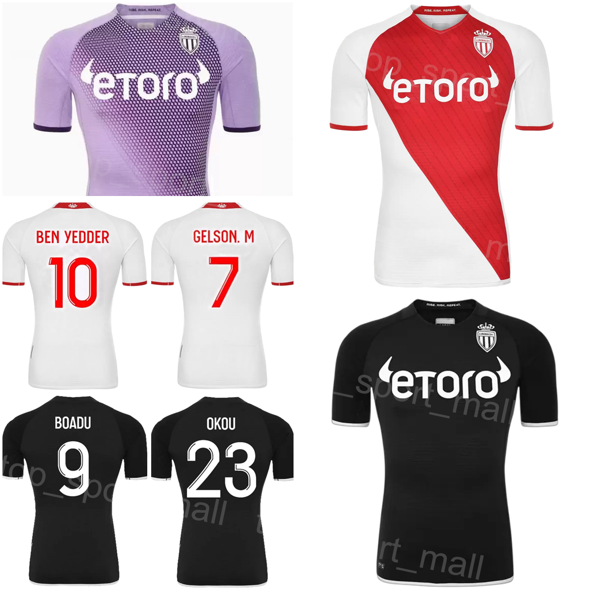 

AS Monaco Soccer 10 Wissam Ben Yedder Jerseys 2022-23 Club 12 Caio Henrique 36 Breel Embolo 14 Ismail Jakobs 17 Aleksandr Golovin 27 Krepin Diatta Football Shirt Kits, With patch
