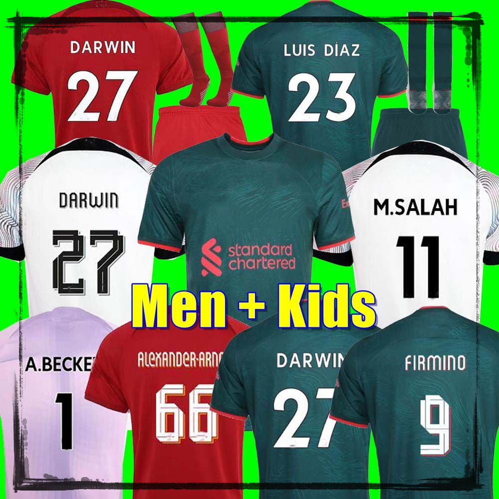 

22 23 soccer jerseys season home away 3rd DARWIN 2022 2023 Mohamed Diogo Luis DIaz Alexander Arnold football kit tops shirts men kids uniform CARVALHO, Home adult epl
