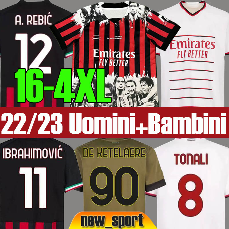 

4XL 22 23 GIROUD soccer jersey AC IBRAHIMOVIC KESSIE football shirt 2022 2023 TONALI REBIC Camiseta de futbol THEO BRAHIM R.LEAO short sleeve jersey, 22 23 home patches