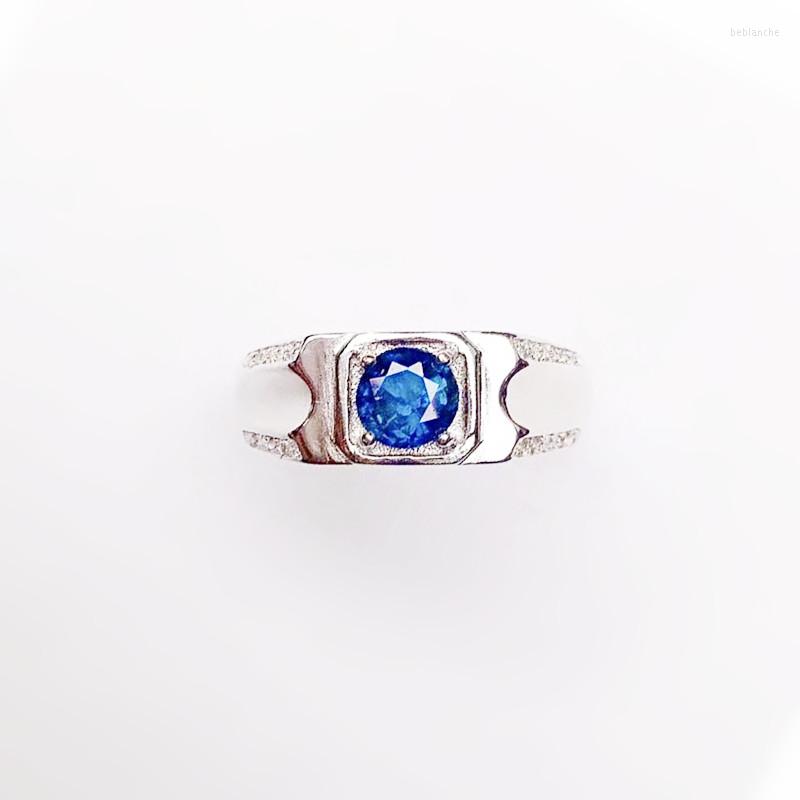 

Cluster Rings Men Ring Natural Real Sapphire Round Per Jewelry 6 6mm 1.1ct Gemstone 925 Sterling Silver Fine X211221
