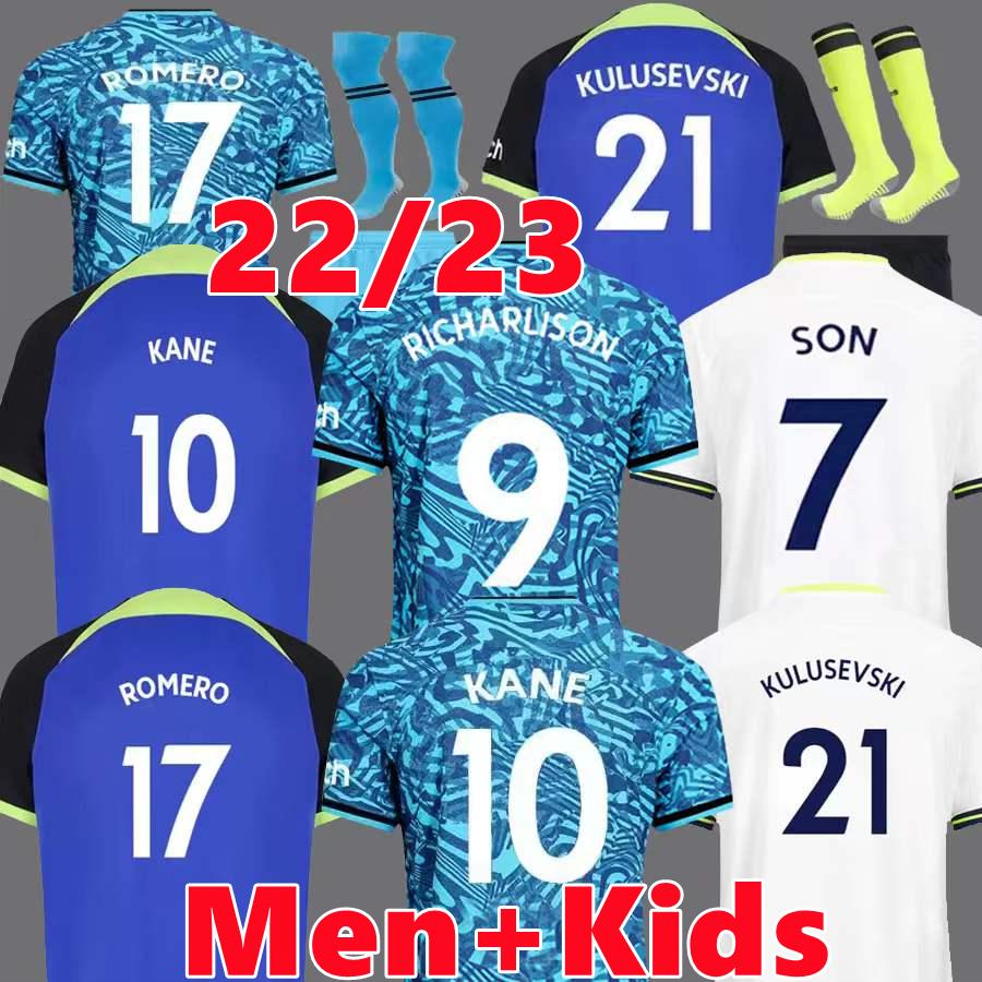 

Soccer Jersey 22 23 KANE SON KULUSEVSKI RICHARLISON HOJBJERG SPENCE PERISIC DIER 2022 2023 LUCAS ROMERO Football shirt SPURS Third, 22/23 away+epl