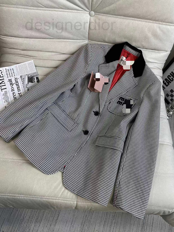 

Women' Jackets designer Miu22 new qianniaoge classic LAPEL SUIT JACKET version texture style upper body aging versatile P7D6, 2# packing bag
