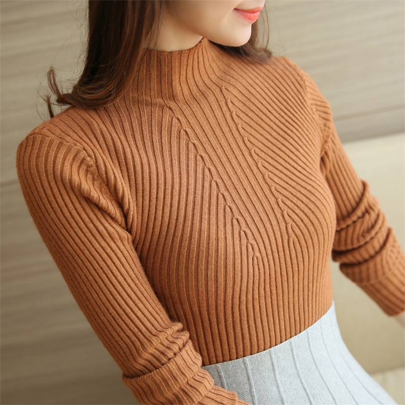 Women s Sweaters Turtleneck Fashion Spring Stretch Tops 14 Color Knit Pullovers Long Sleeve Basic Jumper Knitted 220906