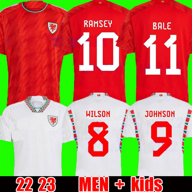 

2022 Wales Soccer Jerseys BALE WILSON ALLEN RAMSEY Mens 22 23 world National Team cup Rodon VOKES Home Football Shirt Short Sleeve Adult Uniforms fans player version, Black