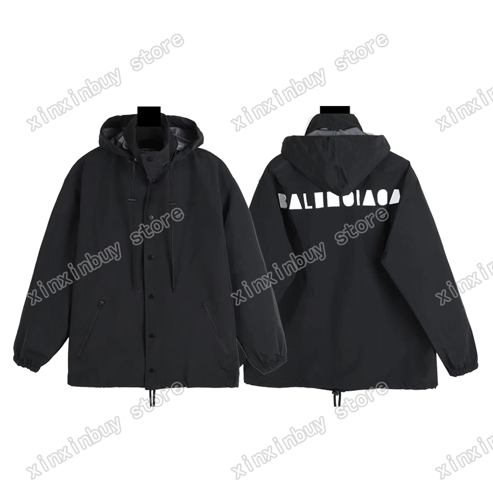 

xinxinbuy Men designer Coats Jacket Paris Back letter print Windbreaker women oversize black yellow gray green purple XS-2XL, Multi