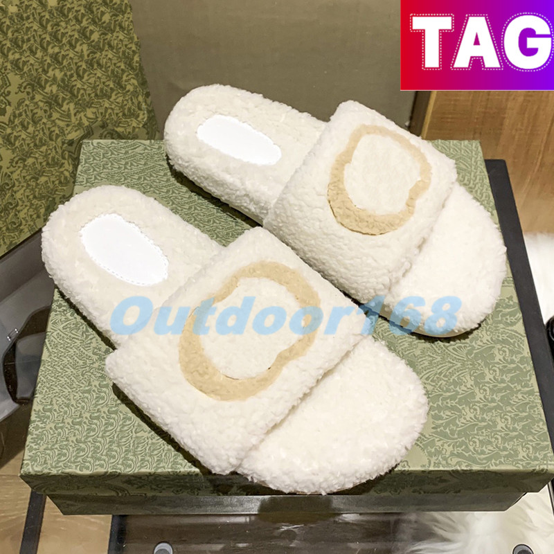 

Winter Fur Slippers Women Designer Furry Slipper Interlock Wool warm Slide shoes Luxury Slides beige pink Sandal with Box slipper womens, #2- black