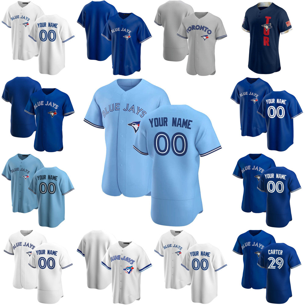 

2022 Custom Jersey Mens women Youth Toronto''Blue Jays''24 Nate Pearson 56 Ryan Borucki 12 Roberto Alomar 29 Joe Carter Baseball Jerseys, Color