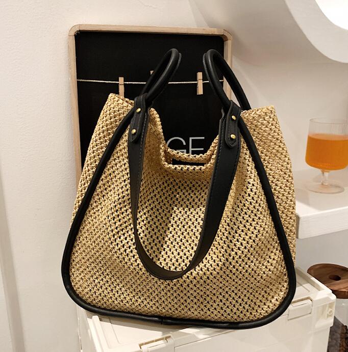 

2022 New Shoulder Bag Large Capacity Single Straw Woven Women Bag Tote Designers Y220907, 01