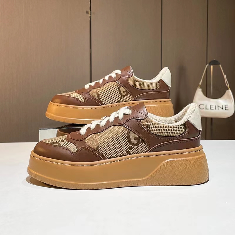 

Casual Shoes Sneakers Shoes Double G Printed Embossed Thick Bottom White Women Men