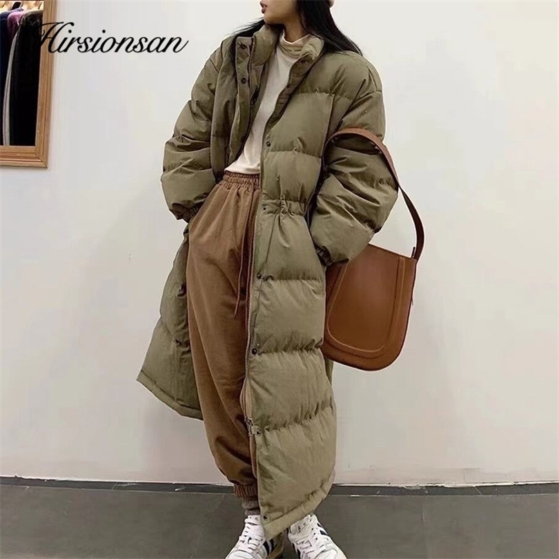 Womens Down Parkas Hirsionsan Winter Thicken Long Jackets Women Loose High Waist Puffer Clothing Casual 90% White Duck Female Coats 220906