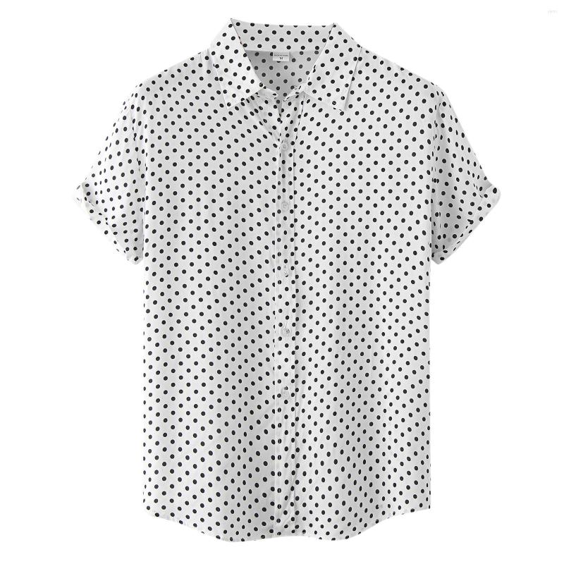 

Men's Casual Shirts Polka Dot Men's Hawaiian Beach Shirt Lapel Tops Short Sleeve Summer Holiday Vacation Fashion Blouse Plus Size, Gn