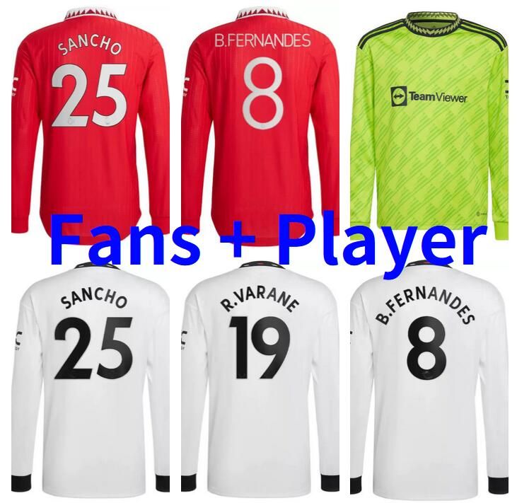 

Soccer jersey CASEMIRO SANCHO ANTONY ERIKSEN RASHFORD MALACIA Maguire 2022 2023 long sleeve MANS UTD Fernandes MaNcHeStErS football shirt, 22/23