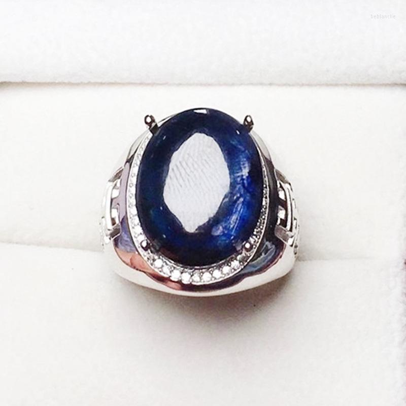 

Cluster Rings Men Ring Natural Real Black Sapphire Big Per Jewelry 12 16mm 13.8ct Gemstone 925 Sterling Silver Fine X2091605