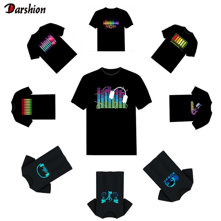 

Led t shirt Men Party Rock Disco DJ Sound Activated LED T Shirt Light Up and down Flashing Equalizer Men's Glowing TShirt237M