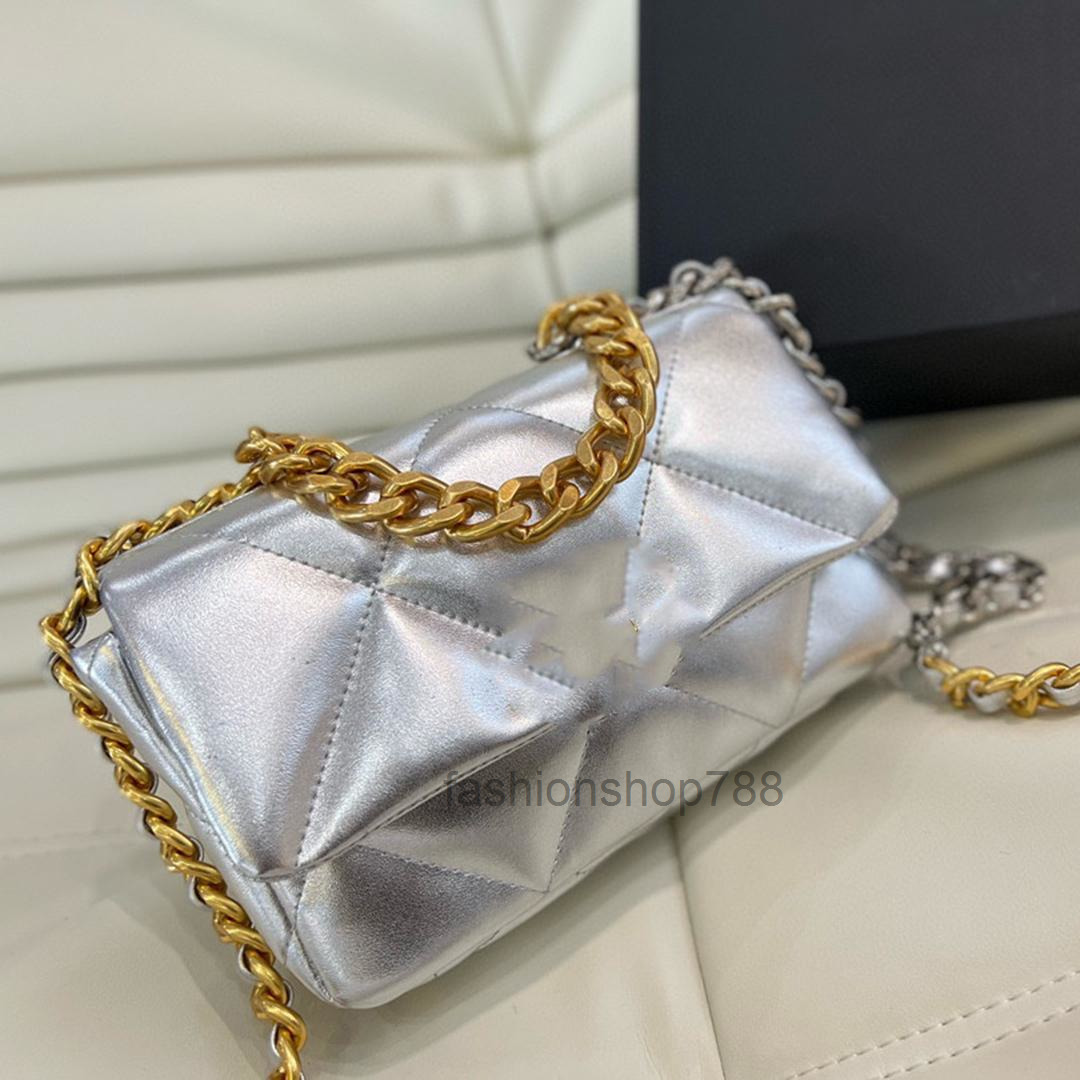 

Classic 19 Mini Flap Bags Colorful Multicolor Laser 7a Quality Genuine Leather Handbags Gold Silver Metal Chain Crossbody Bag Luxurys Designer Shoulder Bag 20 CM