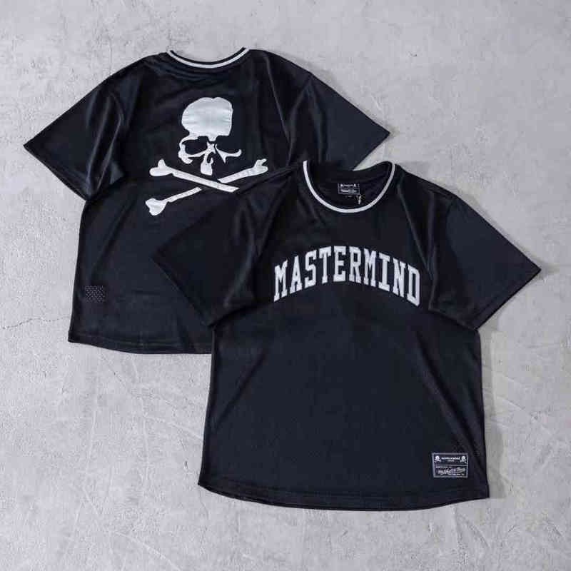 

Tee MMJ black mesh short sleeve co branded embroidered skull tee T-shirt