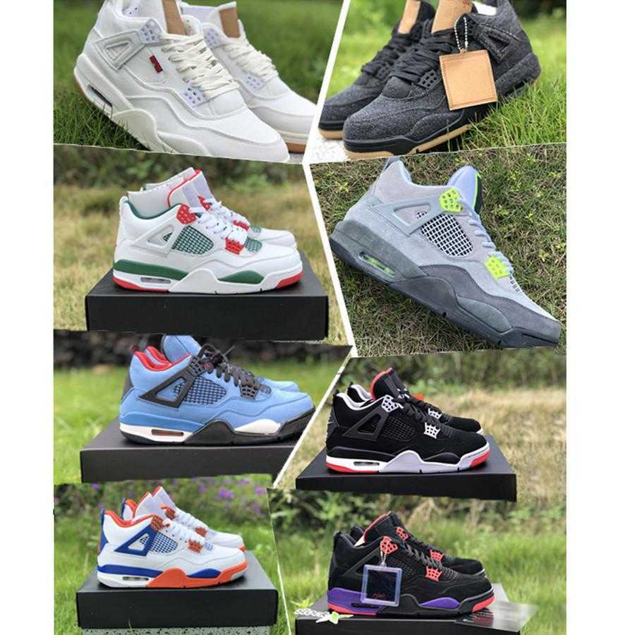 

With Box Rasta 4 Neon Court Purple Red Green Orange Metallic Black Cat White Cement Royal What The Travis 2022 Bred Shoes Running Topshop999, Color-1