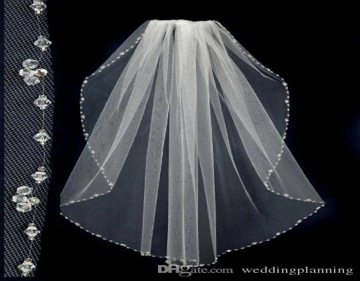 

2018 Beaded Short Wedding Veils With The Beaded Pinterest Popular White Che, Ivory