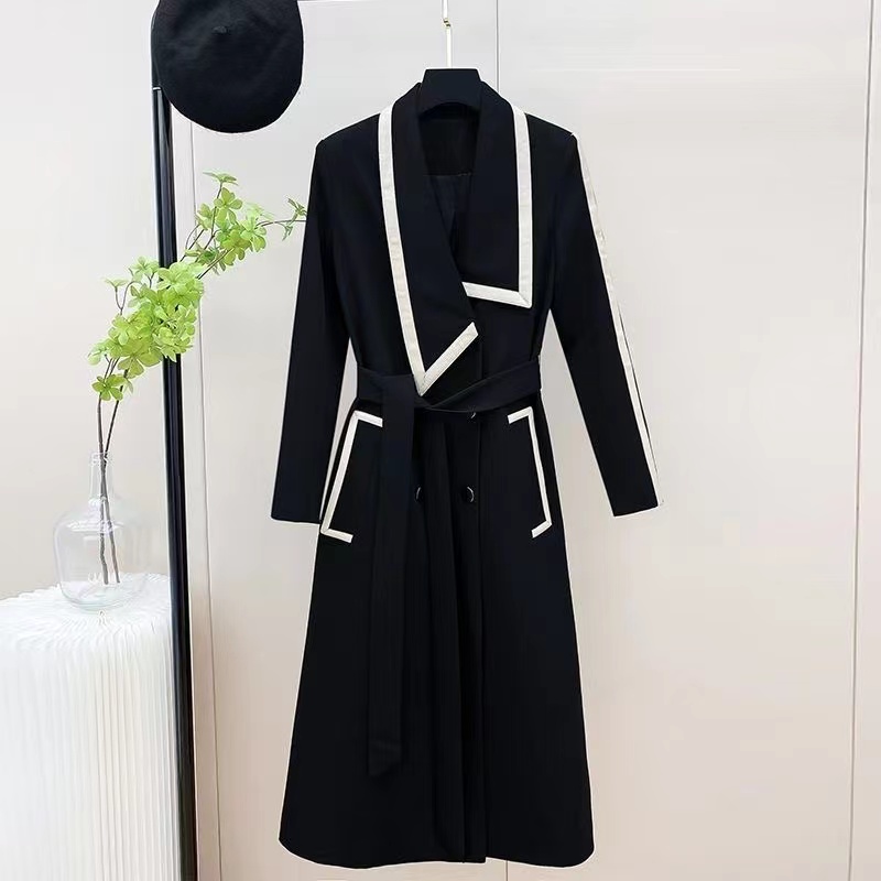 

B158 Autumn womens trench coats designer luxury Women Windbreaker body letter print jacket Loose Belt Coat Female Casual Long Trenchs Coat, Black