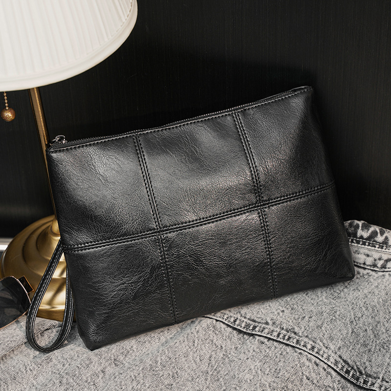 

Retro Casual Men Clutch Bag PU Leather Japanese Korean style Envelope Hand Bag Male Business iPad File Bag Large Wristlets Purse, Multi