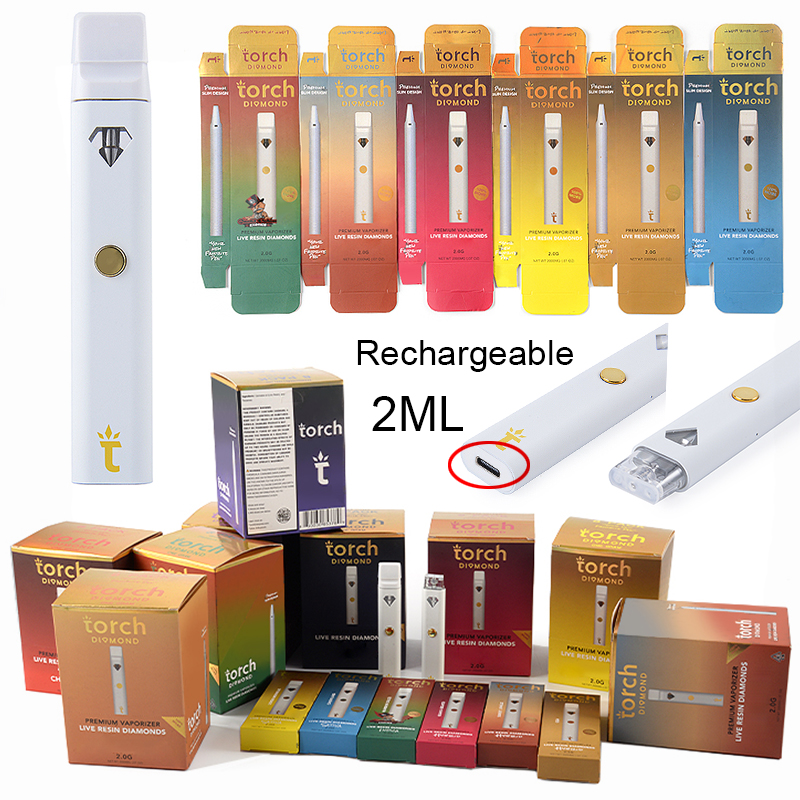 

TORCH Diamond Vapes E cigarettes Rechargeable Disposable Pens Type C Charging Port 2ml Big Capacity 280mah