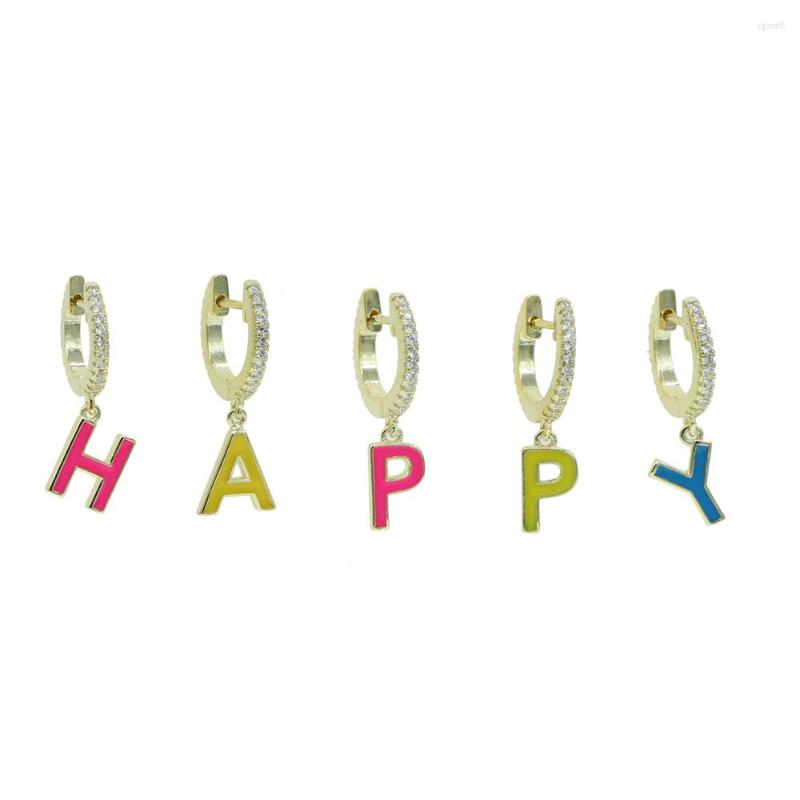 

Dangle Earrings 2022 Arrive Fashion 26 Initial Customize Letter Party Jewelry Enamel Yellow Blue Pink Color Alphabet Drop Wholesale