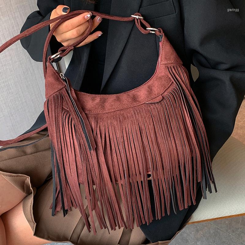 

Evening Bags Style Women Cross Body Bag Shoulder Handbag Tassel Zipper Large Messenger Fashion Ladies, Black
