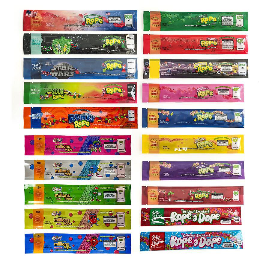 

EMPTY ROPE Gummmies Packaging Bags empty edible package bag smell proof resealable zipper pouch packages candy mylar baggies