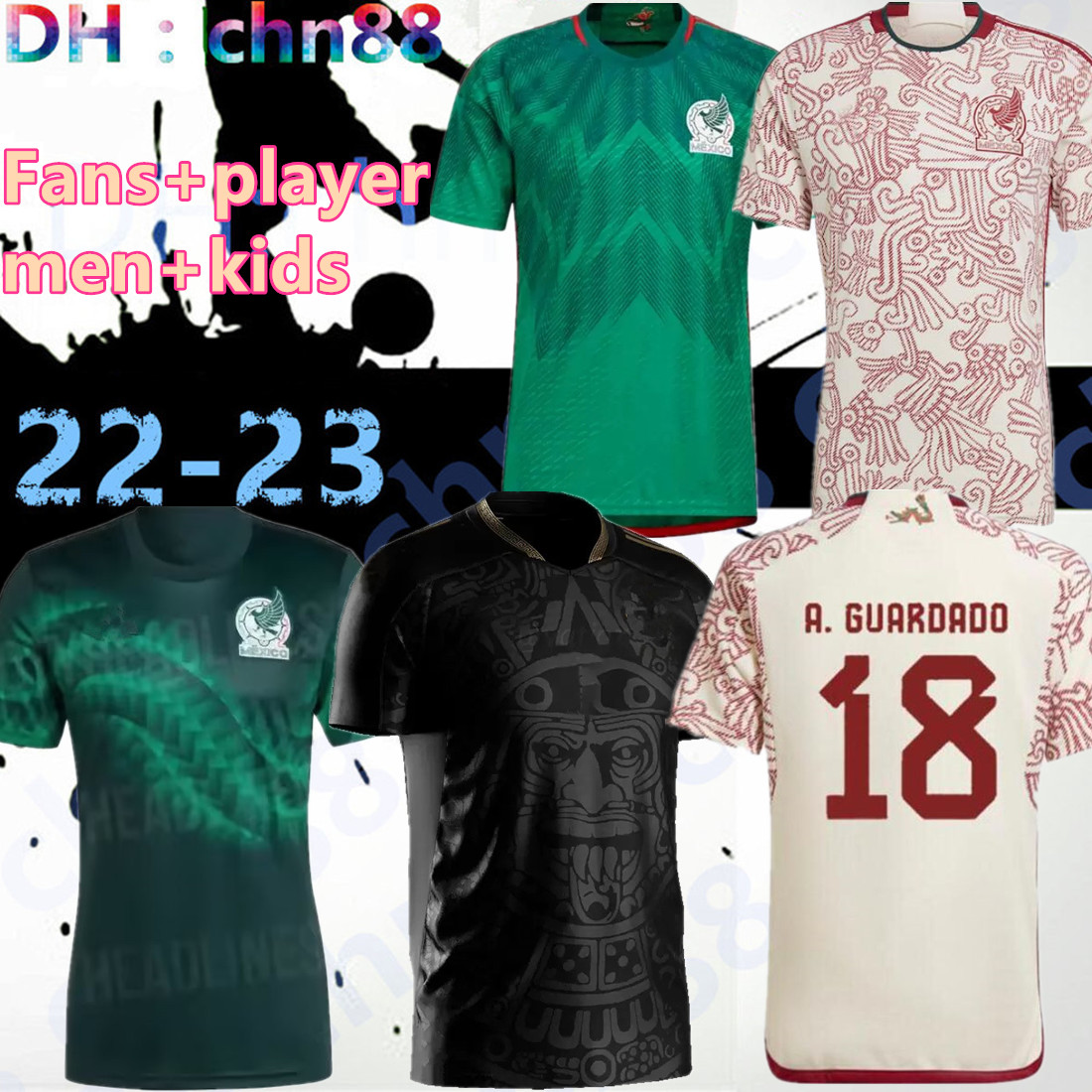 

size S-4XL 2022 world cup Mexico soccer jerseys LOZANO CHICHARITO Player Version football shirts Fans DOS SANTOS kits mexico 22 23 jersey Men equipment camiseta, 22-23 away