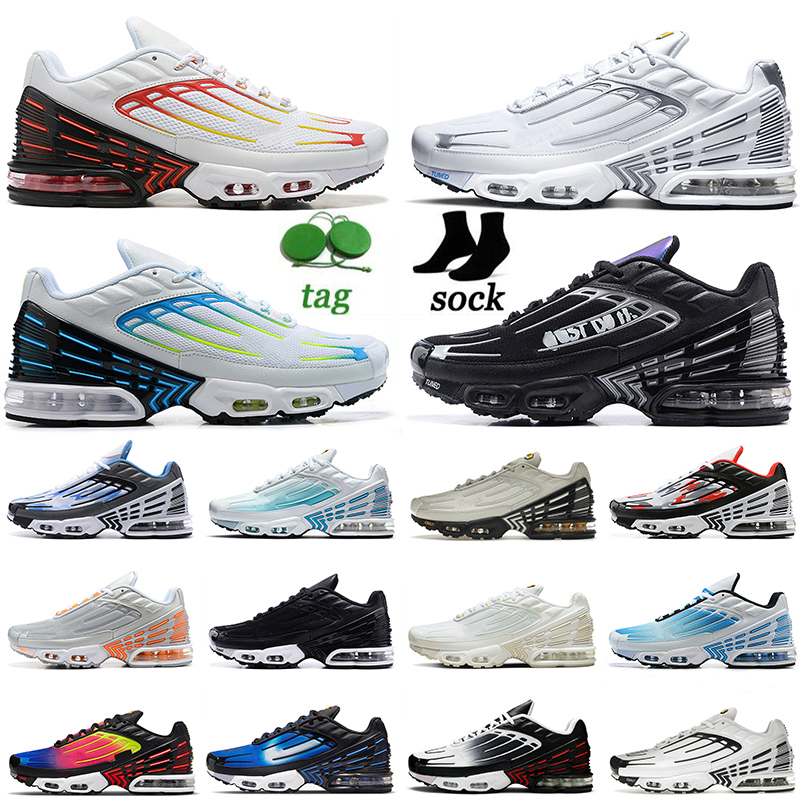 

Tn Plus 3 Tuned III Running Shoes 2022 With Socks Tnplus Tn3 Big Size 12 Women Mens Trainers Mesh White Silver Black OG Laser Blue Obsidian Tns Sports Sneakers Eur 36-46, #33 silver red 39-45