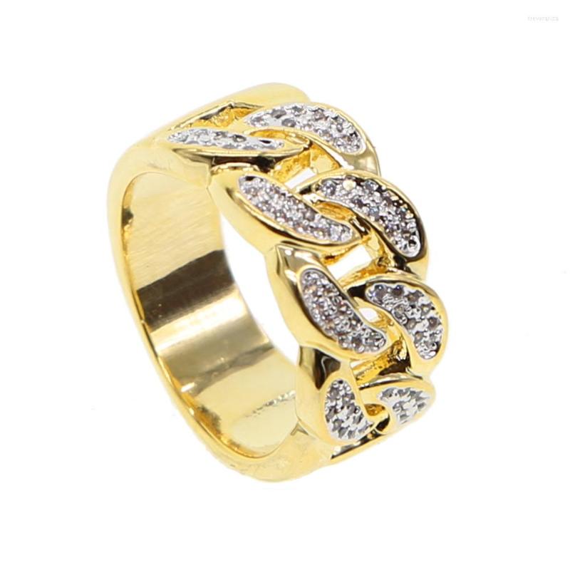 

Cluster Rings Mans Trendy 2022 Gold Color Top Quality Bling Out CZ Hip Hop Punk Ring In Promotions Cuban Link Chain
