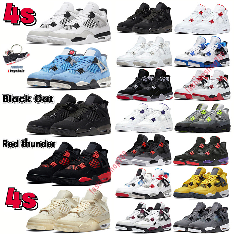 

Jumpman 4 4s Basketball Shoes University Blue black cat White Oreo Cement Pure Sail red thunder Cool Grey Purple Shimmer Men Women outdoor, 13