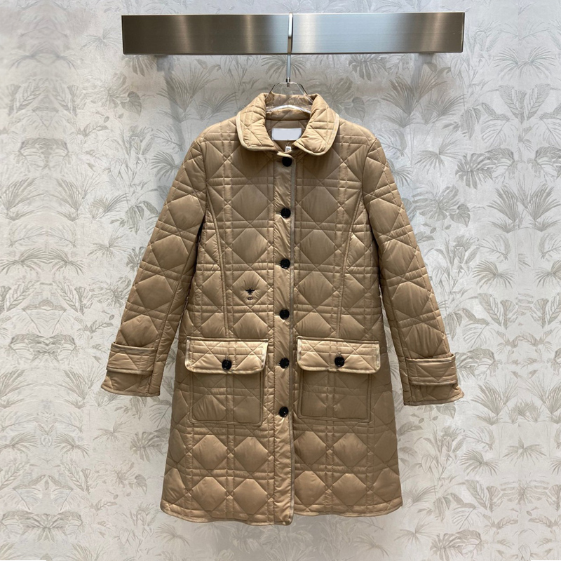 

Women Long Down Jacket Designer Argyle Parkas Winter Zipper Pockets Thick Warm Coat, Make up for price