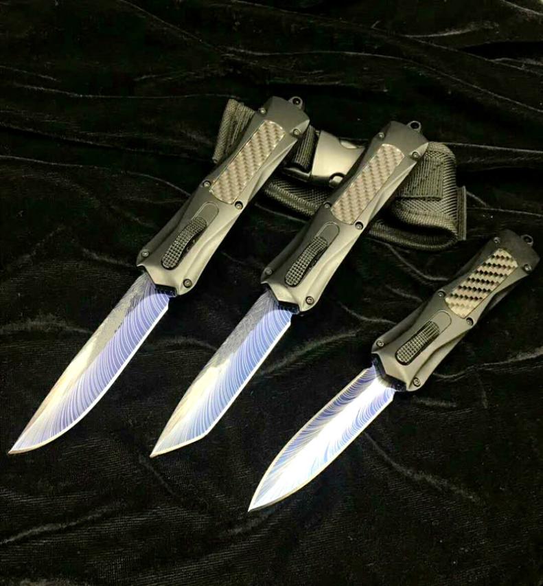 

A163 3300 Blue feather pattern double action tactical self defense folding