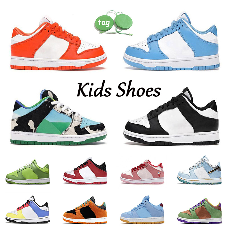 

With Tag Children Kids Shoes Low Top Leahter Sneakers Syracuse UNC White Black Pink Foam Orange Pearl Phillies Chlorophyll StrangeLove Platform Kid Trainers, B45 russet cedar 26-35