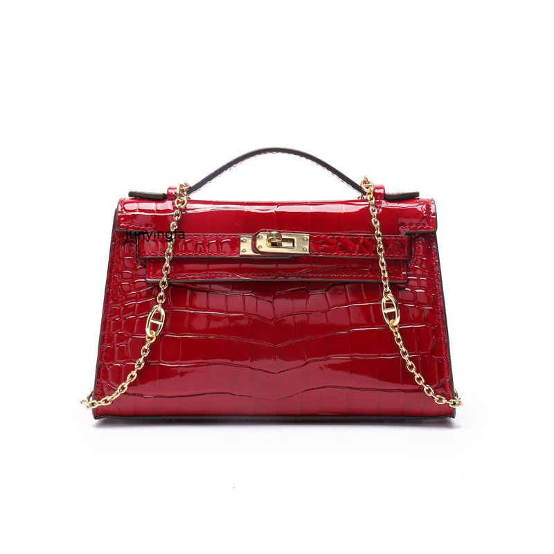 

Designer Handbags Kellyss Herme Generation Crocodile Pig Nose Chain Leather Women's Mini One Shoulder Ayw, White5