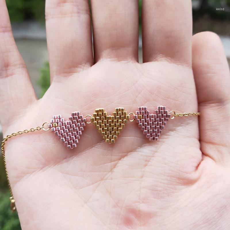 

Link Bracelets Fairywoo Heart Bracelet & Pendant Miyuki Beads Jewellery Stainless Steel Delicate Friendship Charms Bangle Women Bulk
