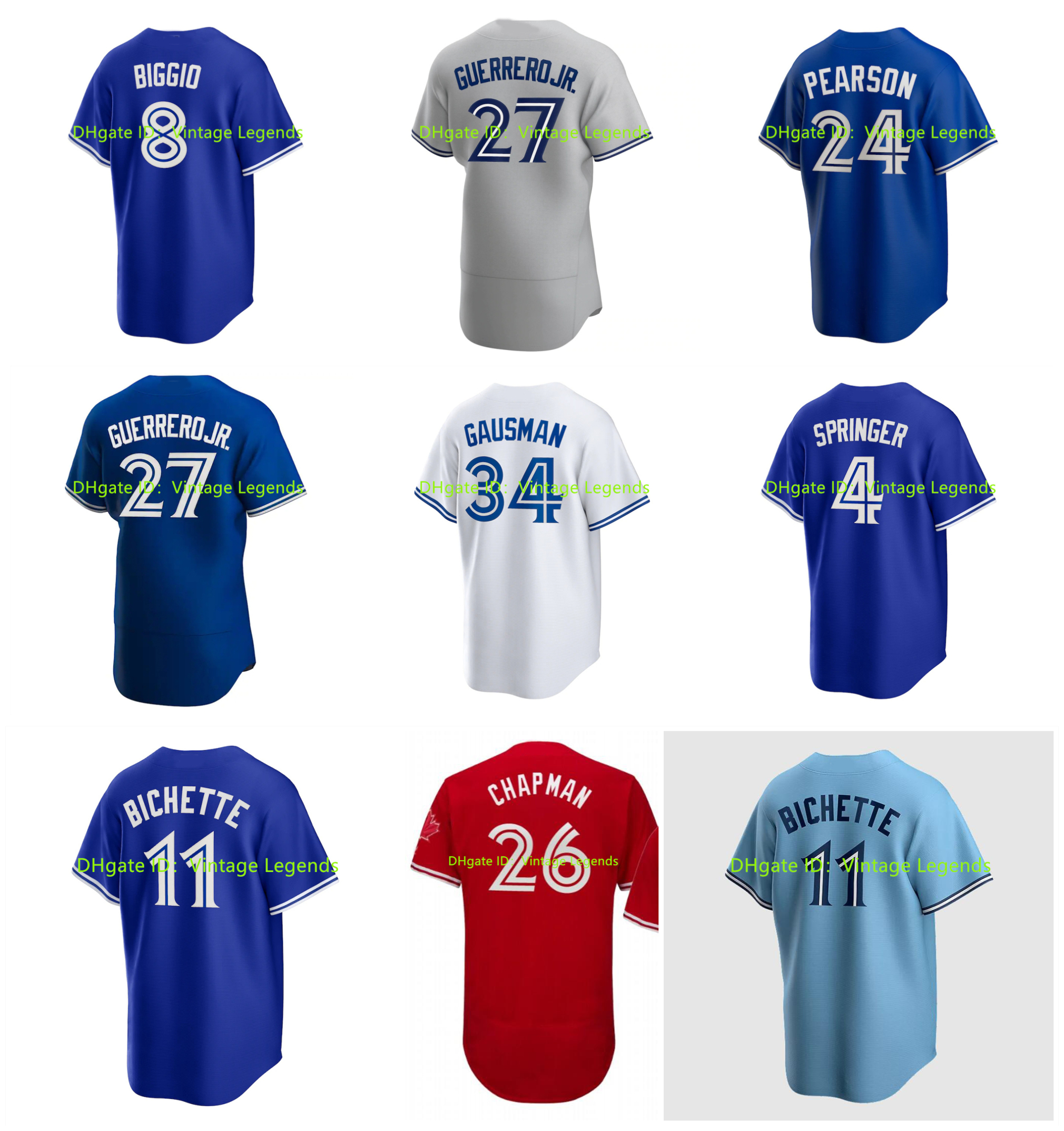 

Vladimir Guerrero Jr. Blue Baseball Jersey Jays Bo Bichette George Springer Alejandro Kirk Alek Manoah Jackie Bradley Jr. Cavan Biggio Matt Chapman Joe Carter Bass, Kids size s-xl
