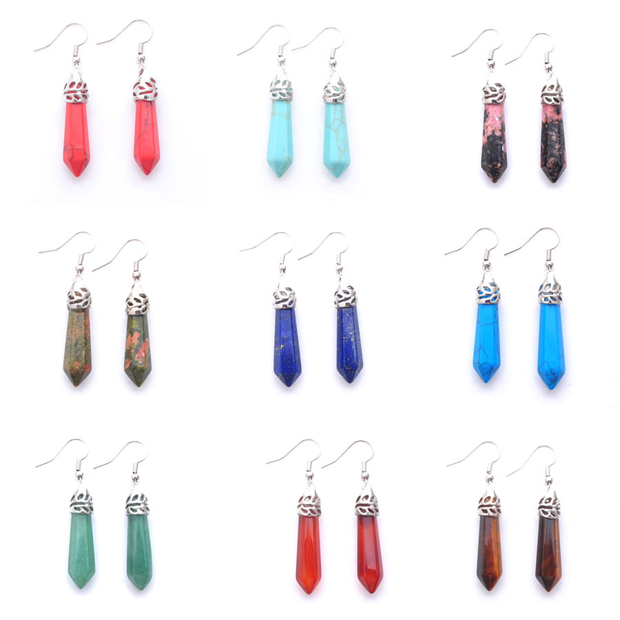 2022 Natural Stone Dangle Earrings Simple Malachite Hexagonal Pointed Earr Personalized Jewelry Eardrop Gift BR310-image-800257965