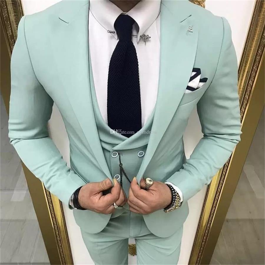 Groom Wear Wedding Tuxedos Slim Fit Groomsmen Peak Lapel Business Suits Prom Party 3 pieces set Jacket Pants Tie Vest-image-800472603
