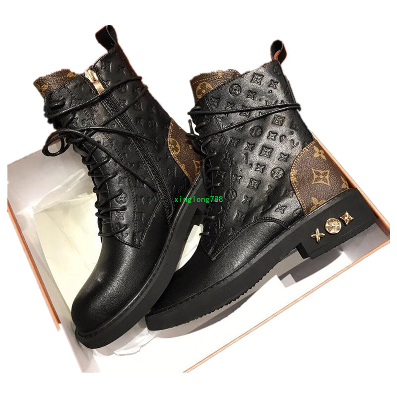 2022 Dress Shoes new vintage classic flower ankle boots women's fashion Martin boot's designer winter leather boot top quality sizes 35-40 Lz4s