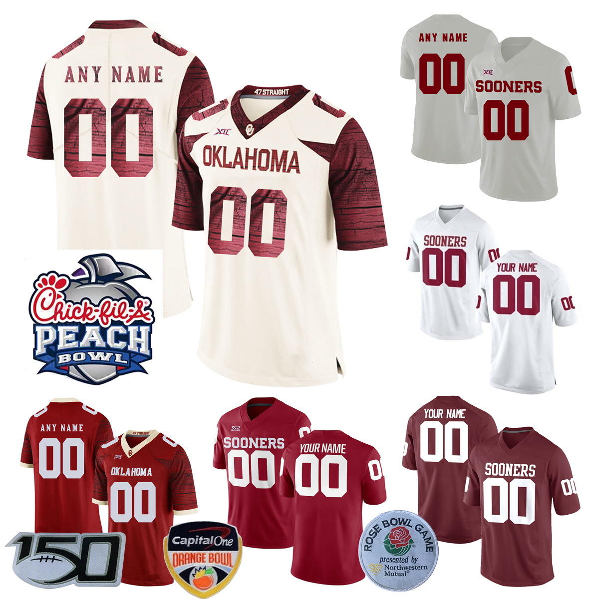 

Custom NCAA College Oklahoma Sooners Football Jerseys 1 Kyler Murray 2 CeeDee Lamb 5 Durron Neal 7 Spencer Rattler Baker Mayfield Bradford Peterson Perine Bosworth, Custom name number