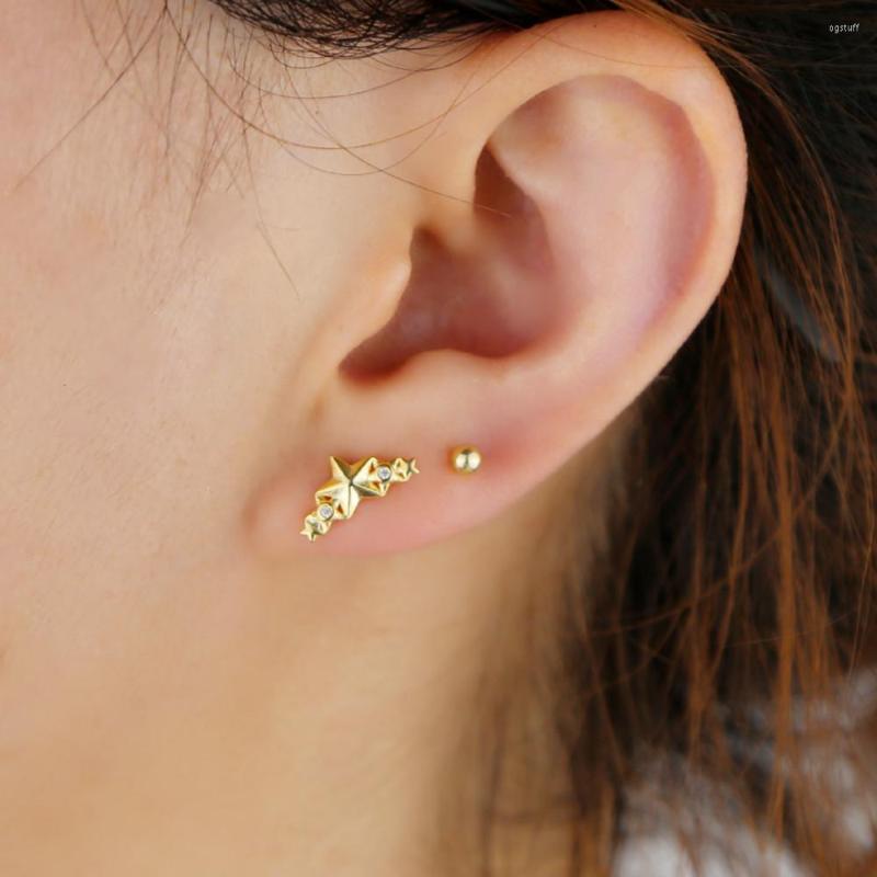 

Stud Earrings Fine 925 Sterling Silver Minimal Classic Star For Girl Women Micro Paved Cz Trendy Gorgeous Design Jewelry