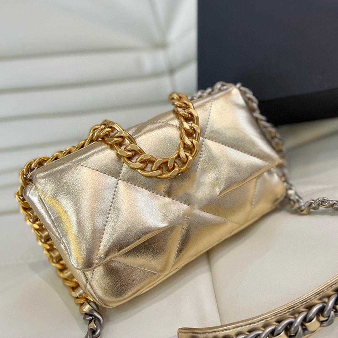 

Classic 19 Mini Flap Bags Colorful Multicolor Laser High Quality Genuine Leather Handbags Gold Silver Metal Chain Crossbody Bag Luxurys Desi