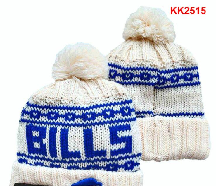 

Men Knitted Cuffed Pom BUFFALO Beanies Hats Sport Knit Hat Striped Sideline Wool Warm Football Beanies Cap For Women's American All Team Skull caps A1, 15