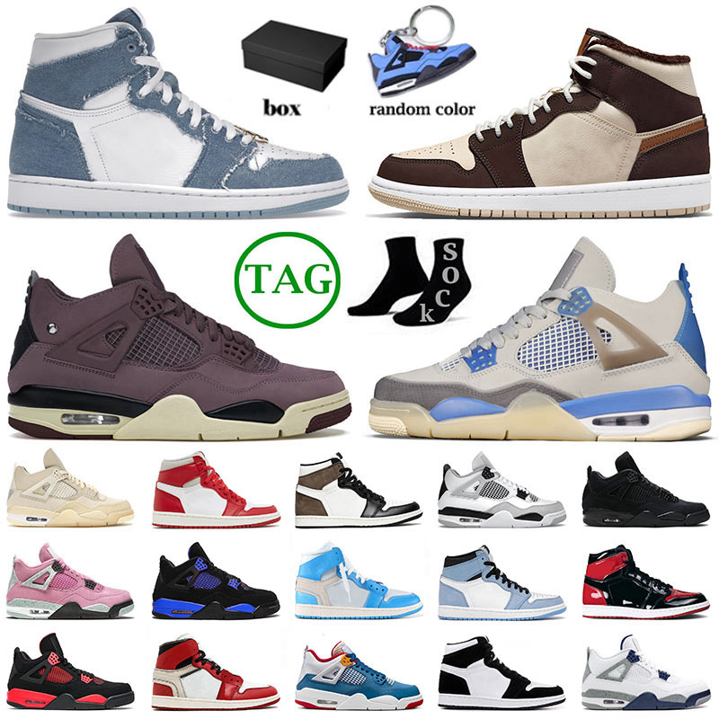 New Arrival Jumpman 1 4 Basketball Shoes For Mens Womens J4 High Violet Ore Military Black Cat Nik Bred Cactus Jack Retro Denim Mid Sneakers Trai