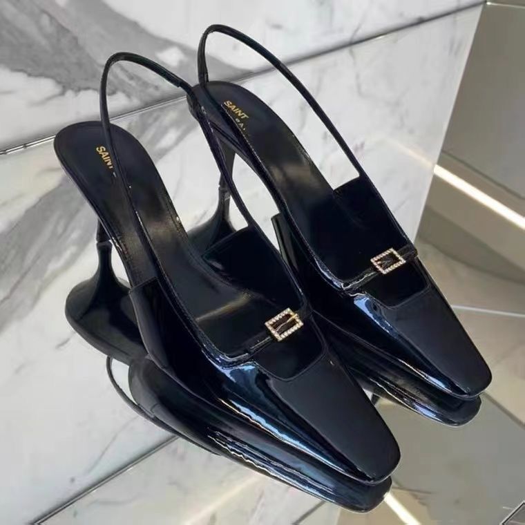 

Women sandal shoes high heels YS-Sandal black patent leather slingback pumps wedding party dress pump size 35-41 luxury brand designer shoes, Ys#10